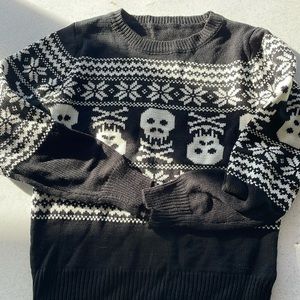 Skull knitted Christmas sweater, Black, size Small